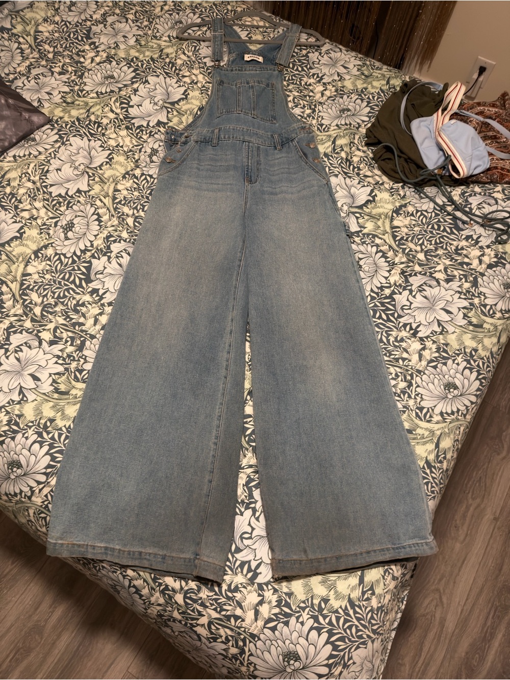 RSQ Light Blue Wide-Leg Denim Overalls